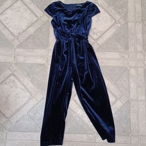 George blue splarkly velvet romper